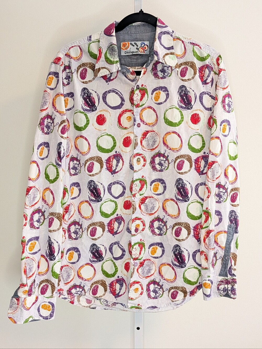 Desigual Artistic Geometric Circle Print Long Sleeve Shirt - Picture 1 of 3